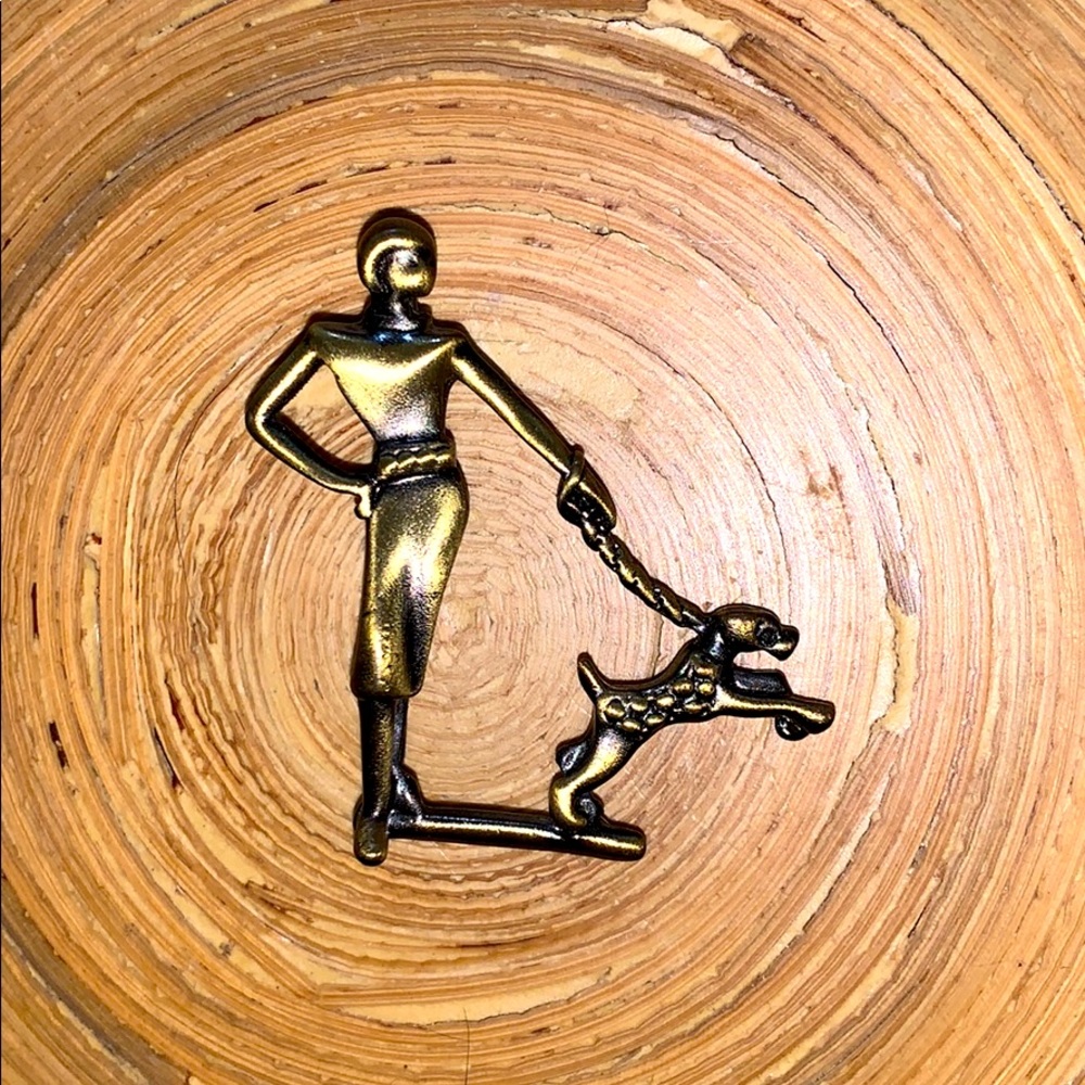 Vintage Woman With Dog Pin